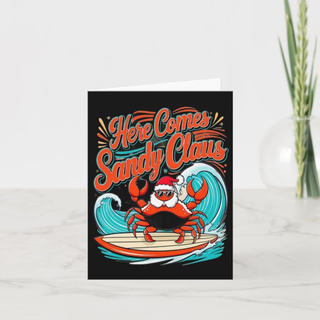 Cute julkrab Pun Santa Hat Kort (Framsida)