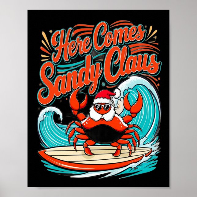 Cute julkrab Pun Santa Hat Poster (Framsidan)