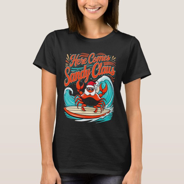 Cute julkrab Pun Santa Hat T Shirt (Framsida)