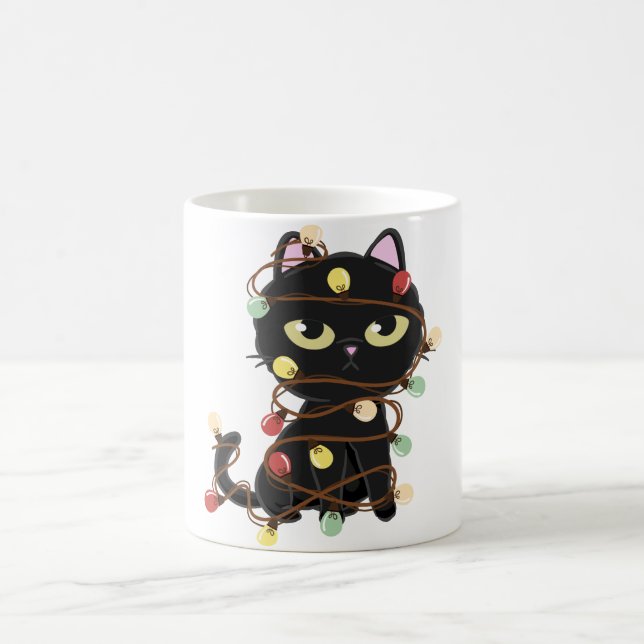 Cute-julljus, svart katt kaffemugg (Center)