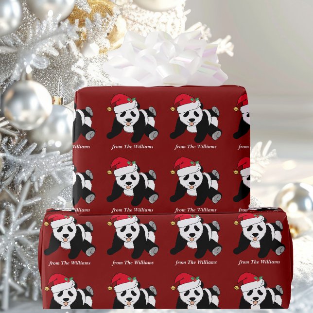 Cute Julpanda Bear Personlig Red Helgdag Presentpapper (Skapare uppladdad)