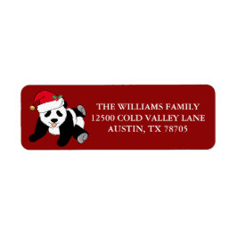 Cute Julpanda Bear Red Returadress Returadress Etikett