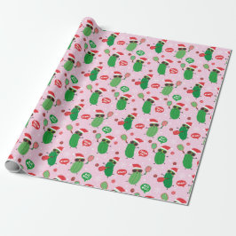 Cute Julpickar på ljus rosa Presentpapper