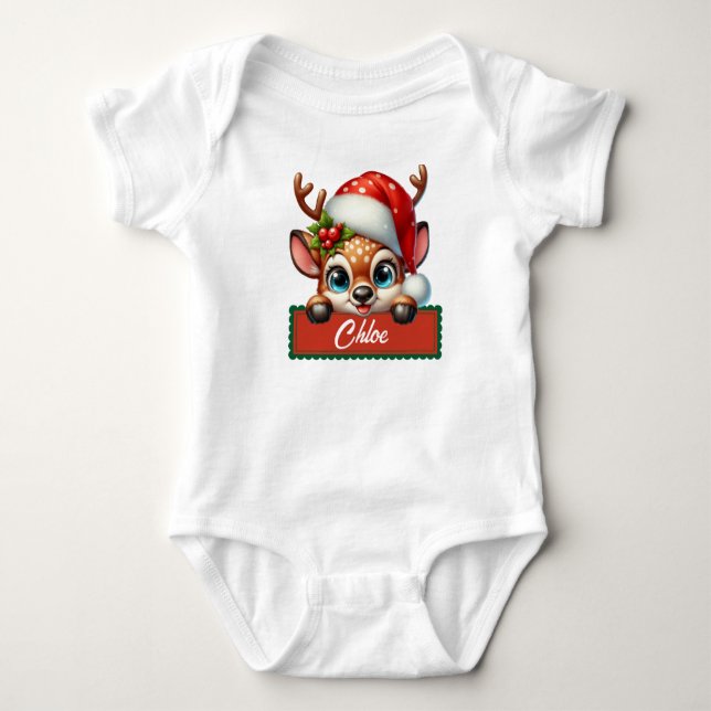 Cute-julpryder Baby Bodykostym T Shirt (Framsida)