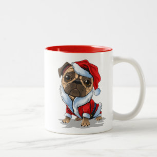 Cute Julpug Santa Kostym Två-Tonad Mugg