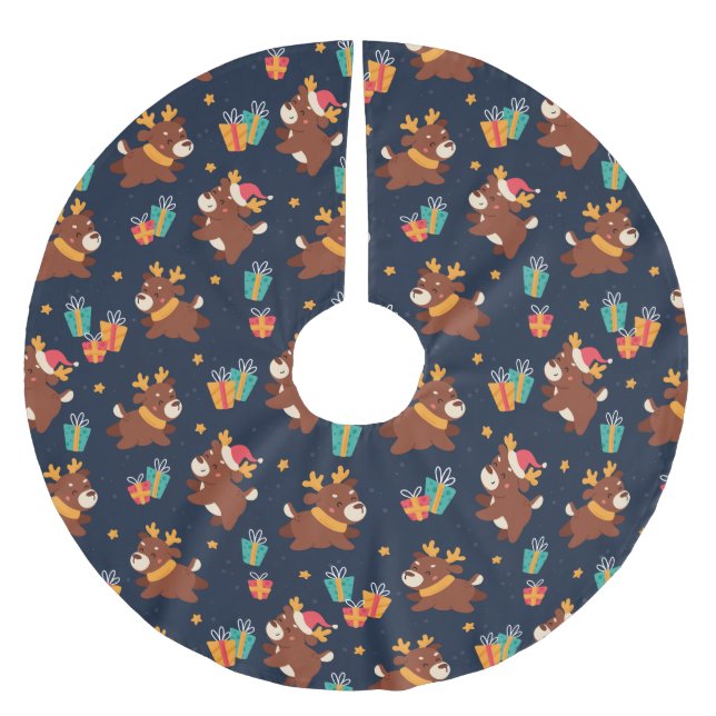 Cute julrenar julgransmatta borstad polyester (Framsidan)