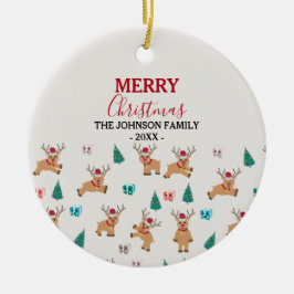 Cute julrenar julgransprydnad keramik