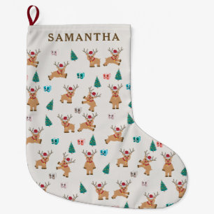 Cute julrenar stor julstrumpa
