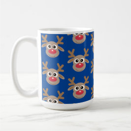 Cute julrenar Tecknad Mönster Blue Kaffemugg