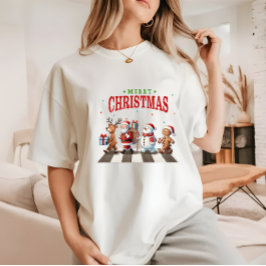 Cute-julrenen Santa Snögubbe T Shirt