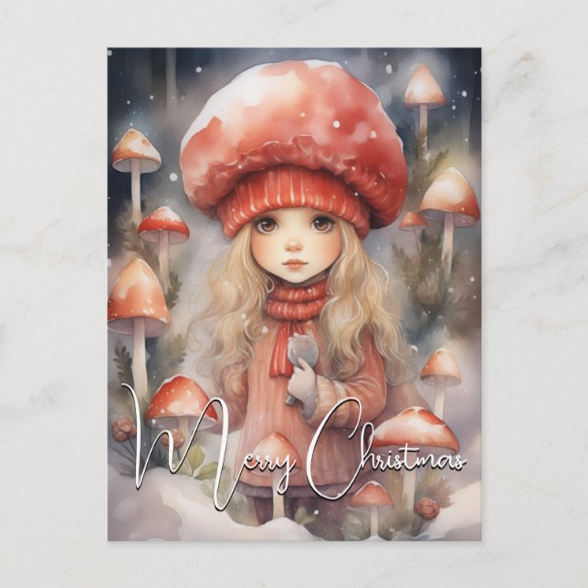 Cute jultoadstool Pixie Helg Vykort (Framsida)