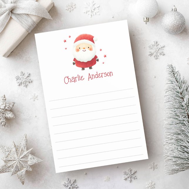 Cute Jultomten add add namn inklädd jul Post-it Block (Cute Santa Claus add name lined Christmas Post-it Notes)