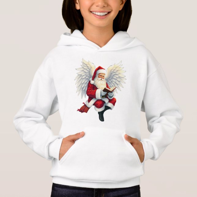 Cute Jultomten Angel Kids Hoodie Tee (Framsida)