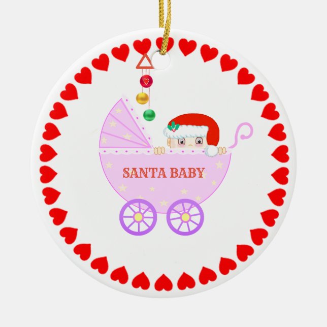 Cute jultomten Baby Julgransprydnad Keramik (Framsidan)