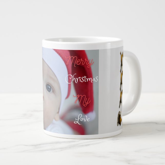 Cute Jultomten Baby Photo Jumbo Mugg (Framsida höger)