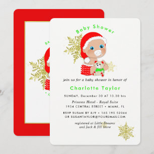 Cute jultomten Baby Shower Inbjudan