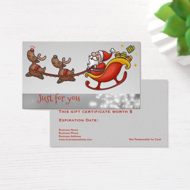Cute Jultomten Business Gift Card-certifikat Visitkort (Skivbord)