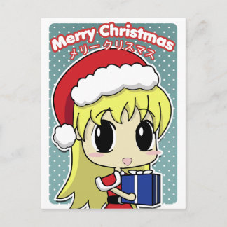 Cute jultomten Girl Helg Vykort