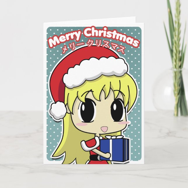 Cute jultomten Girl Helgkort (Framsida)