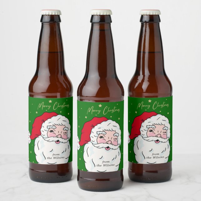 Cute Jultomten God jul Gift Märkre Vin Lab Ölflaska Etikett (Flaskor)