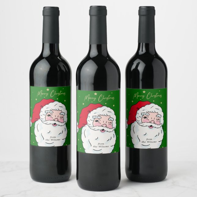 Cute Jultomten God jul Gift Märkre Vinflaska Etikett (Flaskor)