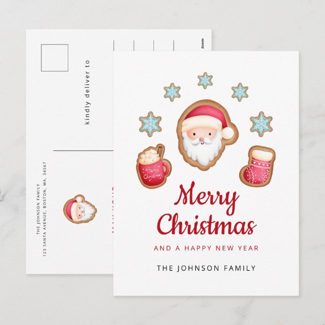 Cute Jultomten God jul Helg Vykort (Fram/baksida)