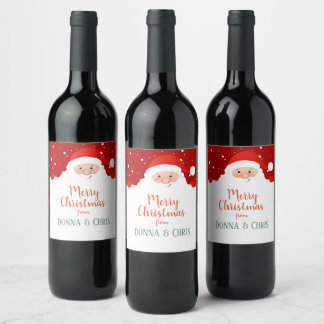 Cute Jultomten - God jul - Personlig Vinflaska Etikett