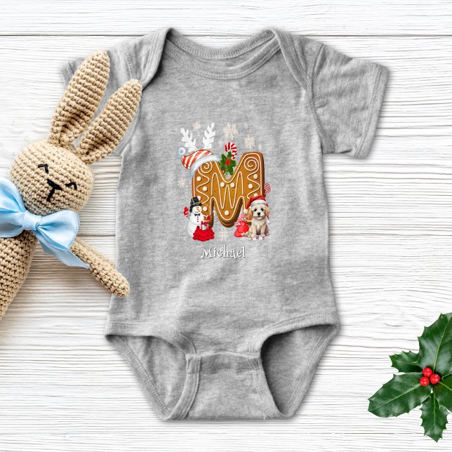 Cute jultomten Hat Gingerbröd Alphabet M T Shirt (Skapare uppladdad)