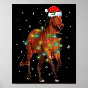 Cute Jultomten Horse Julafton Träd Ljus Merry Chri Poster