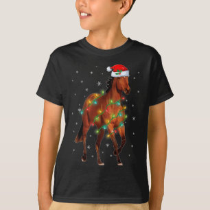 Cute Jultomten Horse Julafton Träd Ljus Merry Chri T Shirt
