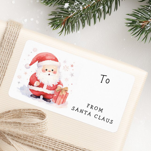 Cute Jultomten Jul till från presentetiketter för  Adressetikett (Cute Santa Claus Christmas to from gift tag labels)