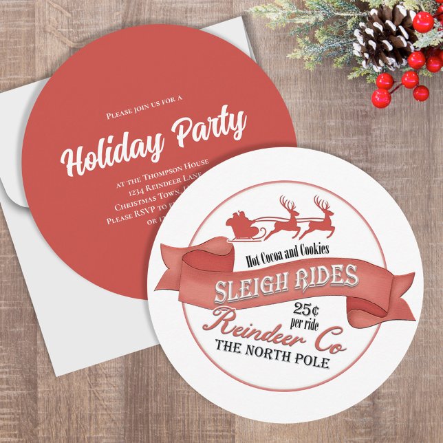 Cute Jultomten Julfest Inbjudningar (Christmas holiday party circle invitations.)