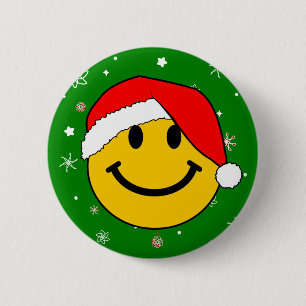 Cute jultomten Lycklig Ansikte Knapp