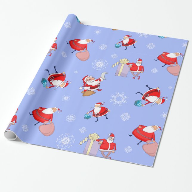 Cute Jultomten med Helgdag Wrapping av presenter Presentpapper (Utrullad)