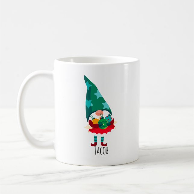 Cute-jultomten med julprydnader kaffemugg (Vänster)