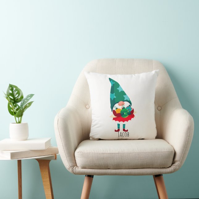 Cute-jultomten med julprydnader kudde (Stol)