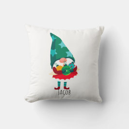 Cute-jultomten med julprydnader kudde