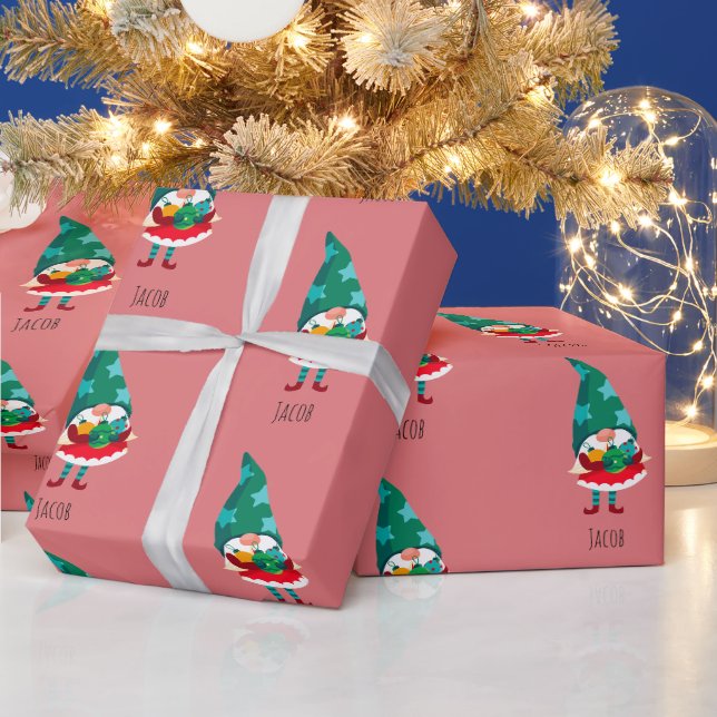 Cute-jultomten med julprydnader presentpapper (Helgdagar)