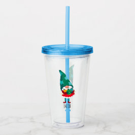 Cute-jultomten med julprydnader take away mugg