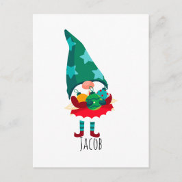 Cute-jultomten med julprydnader vykort