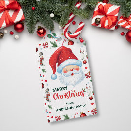 Cute Jultomten och Festive Mönster God jul Presentetikett