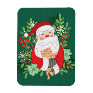 Cute Jultomten och katt Magnet