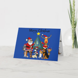 Cute Jultomten och renar och Hund Friends Art Kort