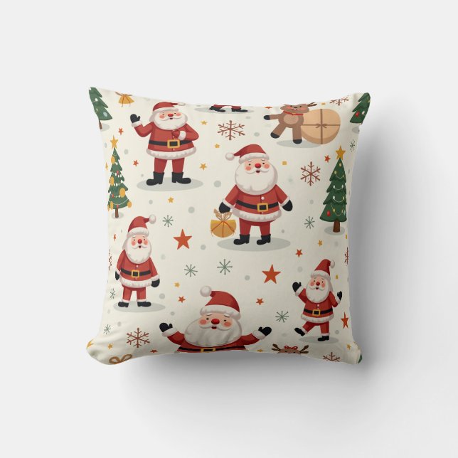 Cute Jultomten och Rudolph dekorerade julen Kudde (Framsida)