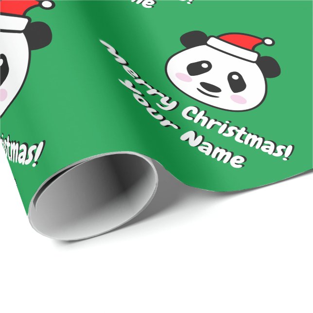Cute Jultomten panda björn personlig jul Presentpapper (Rullad Hörn)