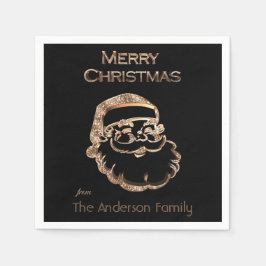 Cute Jultomten Pappa jul Black och Guld Pappersservett