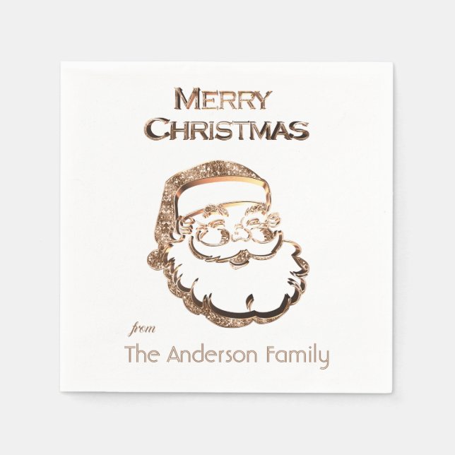 Cute Jultomten Pappa jul Guld Glitter Pappersservett (Framsidan)