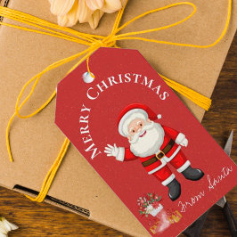 Cute Jultomten Red Berries Red God jul Presentetikett