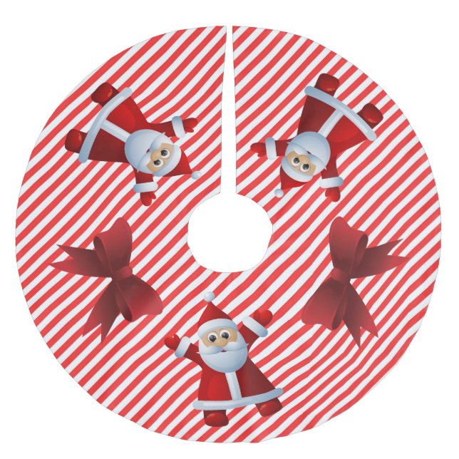 Cute Jultomten Red Bows God jul Julgransmatta Borstad Polyester (Framsidan)