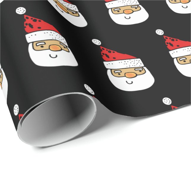 Cute Jultomten Red Hat jul Black Presentpapper (Rullad Hörn)